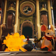 A mouse runs from mechanical bugs in Moss: Book II for PSVR.